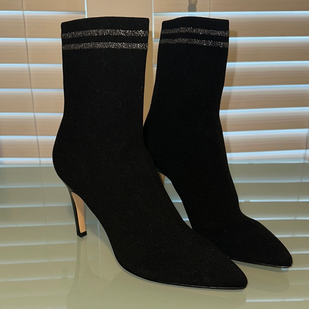 Black Stretchy Fabric Women's Ankle Boots
